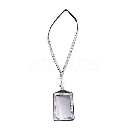 Rectangle PU Leather with Rhinestone Phone Card Holder LS-AJEW-WH0230-48D-1