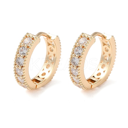 Brass Micro Pave Clear Cubic Zirconia Hoop Earrings LS-EJEW-S234-05G-1