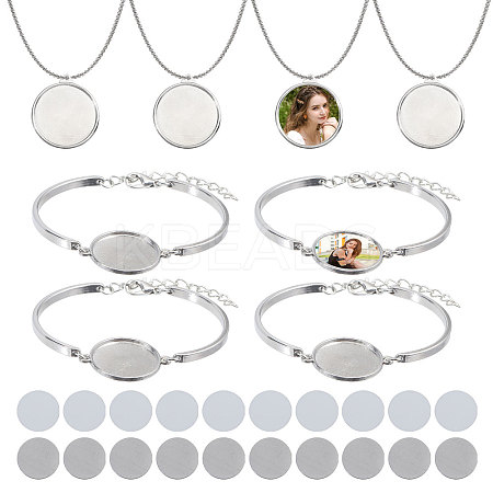 DIY Flat Round Iron & Alloy Heat Transfer Blank Necklaces & Bracelet Making Kits DIY-CA0006-77-1