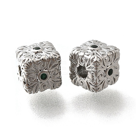 Brass Micro Pave Cubic Zirconia Beads KK-M318-28P-1