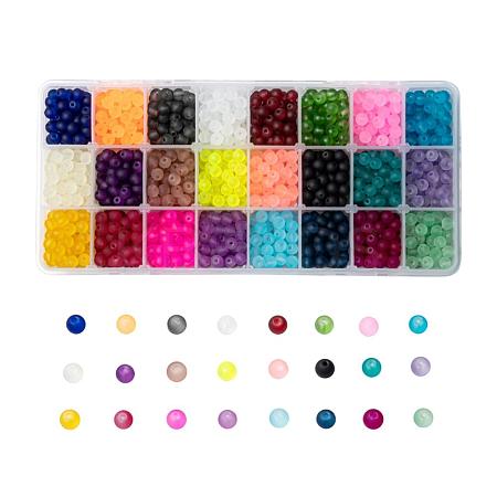 24 Colors Transparent Glass Beads FGLA-JP0001-03-6mm-1
