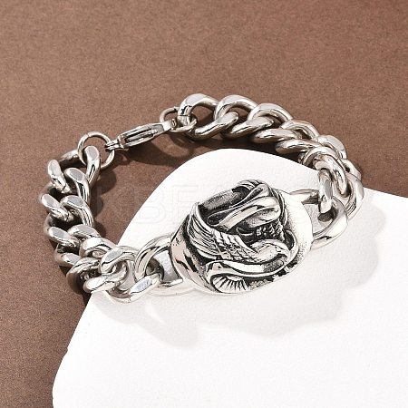 Stainless Steel Link Bracelets BJEW-D379-14ASP-1