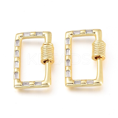 Brass Micro Pave Cubic Zirconia Screw Carabiner Lock Charms KK-M206-12G-01-1