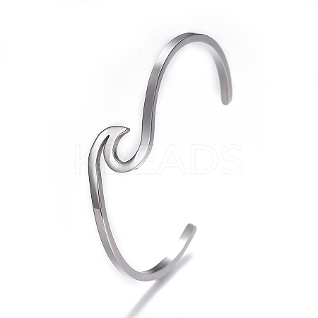 Tarnish Resistant 304 Stainless Steel Cuff Bangles LS-BJEW-G611-01P-1