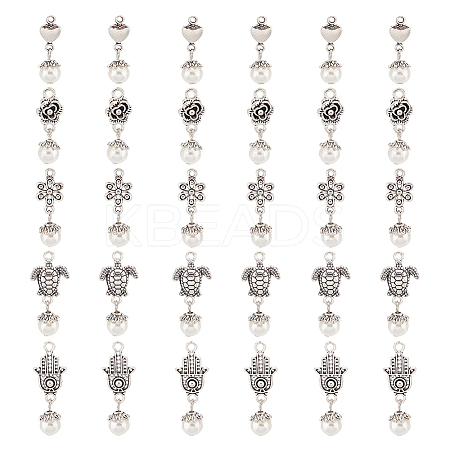 ARRICRAFT 6 Sets Acrylic Imitated Pearl Pendants FIND-AR0003-37-1