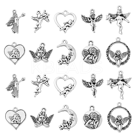 100Pcs 10 Styles Tibetan Style Alloy Pendants TIBEP-CJ0003-05-1