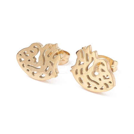 Anatomical Heart 304 Stainless Steel Stud Earrings for Women LS-EJEW-Z017-07G-1
