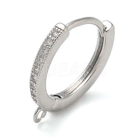 Rack Plating Brass Micro Pave Cubic Zirconia Hoop Earrings Findings KK-K392-33P-1
