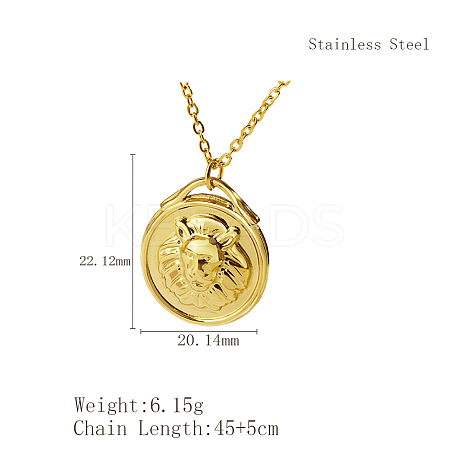 Stylish 304 Stainless Steel Lion Pendant Necklaces for Women TW3912-2-1