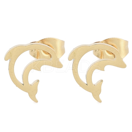 PVD Vacuum Plating 304 Stainless Steel Stud Earrings for Women EJEW-A048-45B-G-1