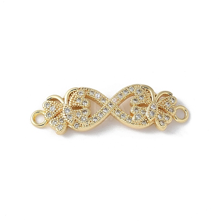 Brass Micro Pave Clear Cubic Zirconia Connector Charms KK-Q044-01D-G-1