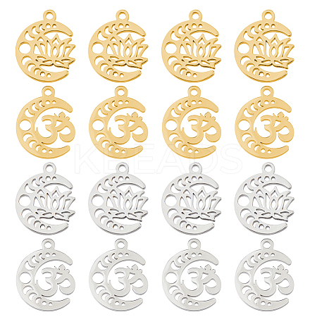 16Pcs 4 Styles 304 Stainless Steel Pendants STAS-DC0016-67-1