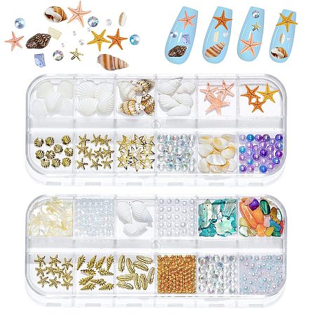 Ocean Theme Natural Shell & Resin & Plastic & Alloy Nail Art Decoration MRMJ-CP0001-34E-1