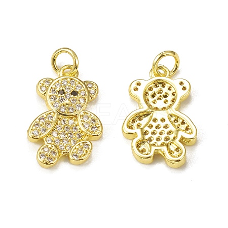 Brass Micro Pave Cubic Zirconia Bird Pendants KK-E068-VB310-1