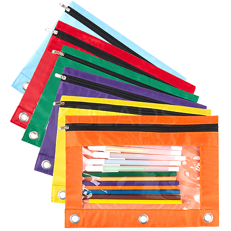 6Pcs 6 Colors Oxford Cloth with Alloy Pen Cases for 3-Ring Binder AJEW-CP0008-03-1