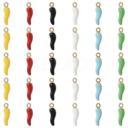 30Pcs 6 Colors Alloy Enamel Pendants ENAM-YW0005-78-1