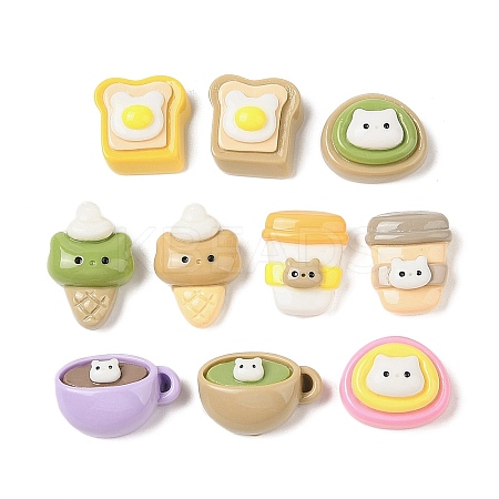 Cartoon Cat Theme Opaque Resin Decoden Cabochons RESI-H161-04-1