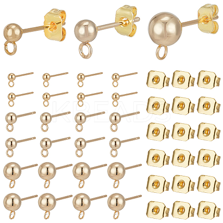 120Pcs 3 Style 304 & 202 Stainless Steel & Brass Ball Post Stud Earring Findings Sets FIND-AR0003-85-1
