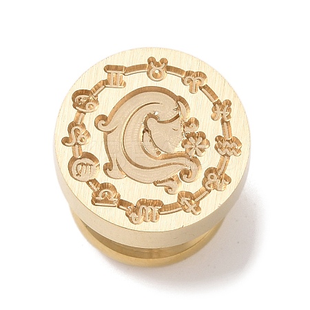 Golden Plated Round Shaped Wax Seal Brass Stamp Head STAM-K002-01G-08-1