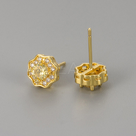 Valentine's Day Brass Clear Cubic Zirconia Stud Earrings WGA37BF-05-1