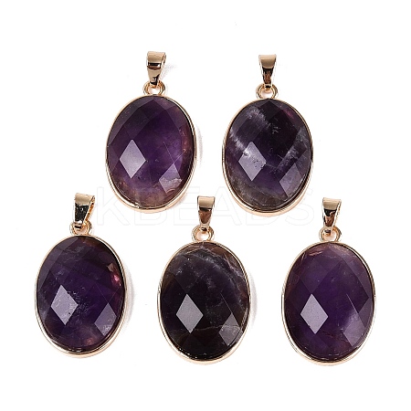 Natural Amethyst Pendants G-Q606-92G-06-1