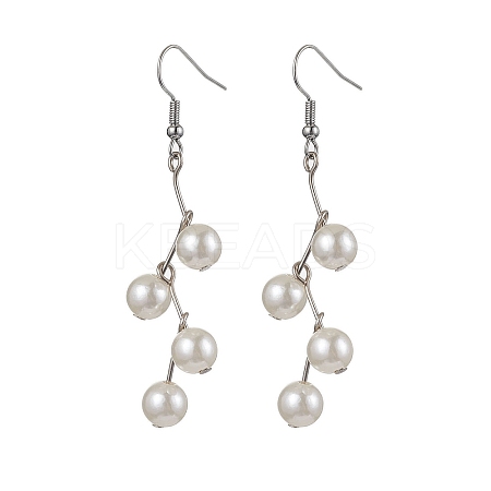 Round Imitation Pearl Acrylic Dangle Earrings EJEW-JE05855-1