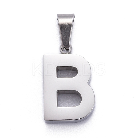 304 Stainless Steel Letter Pendants STAS-H127-B-P-1