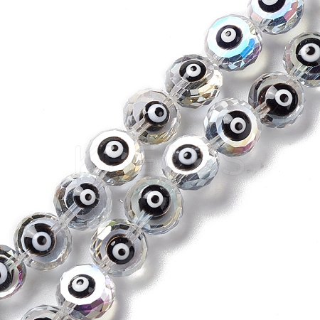 Transparent Evil Eye Glass Beads Strands LAMP-K037-06F-1