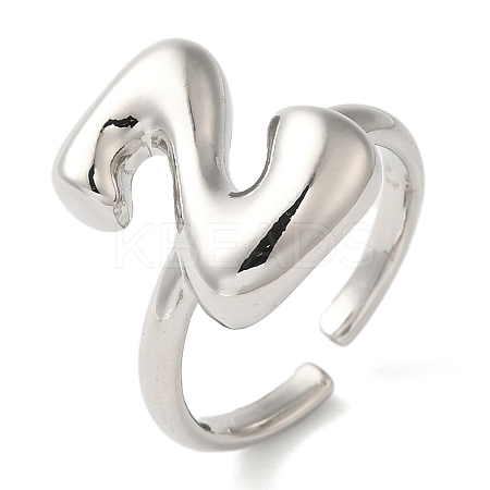 Initials Brass Open Cuff Ring for Women RJEW-N046-02Z-P-1