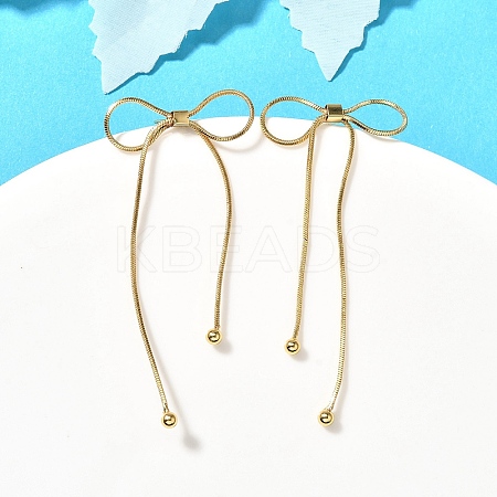 Bowknot Rack Plating Brass Stud Earrrings EJEW-Z085-01G-1