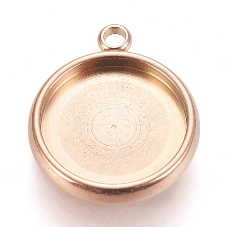 Ion Plating(IP) 304 Stainless Steel Pendant Cabochon Settings STAS-K202-03E-RG-1