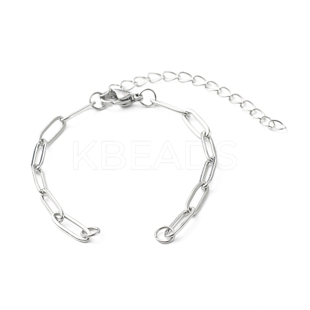 Tarnish Resistant 304 Stainless Steel Paperclip Chains Bracelet Making AJEW-JB01038-02-1