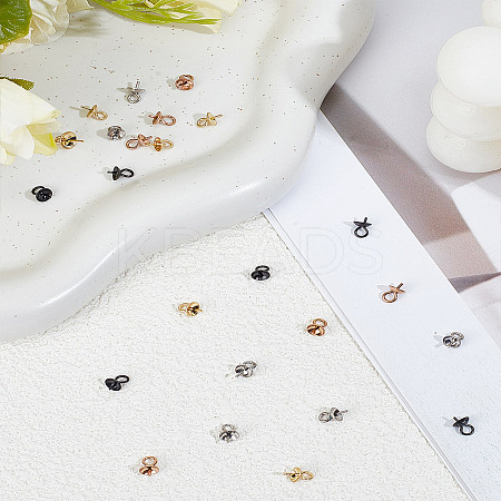 24Pcs 4 Colors 304 Stainless Steel Cup Pearl Peg Bails Pin Pendants STAS-LP0005-19-1