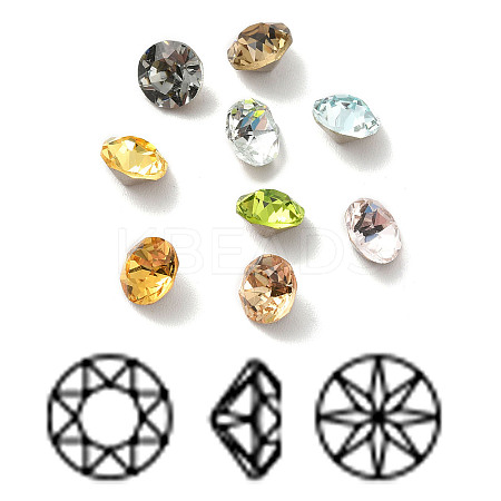 Faceted K9 Glass Rhinestone Cabochons GGLA-R402-08B-1