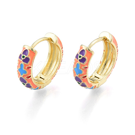 Colorful Enamel Flower Hoop Earrings EJEW-N011-105LG-1