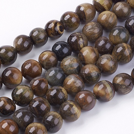 Natural Tiger Eye Round Bead Strands X-G-R200-10mm-1