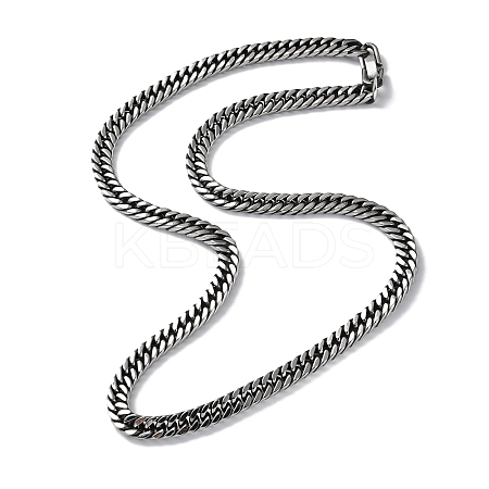 Ion Plating(IP) 304 Stainless Steel Cuban Link Chain Necklace NJEW-P288-01B-AS-1