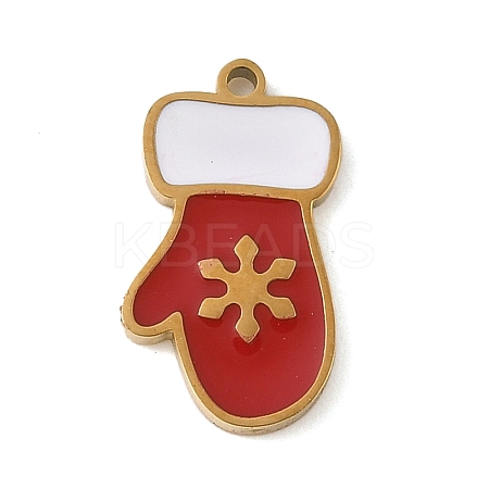 Christmas Themes 304 Stainless Steel Enamel Charms STAS-K312-04E-G-1