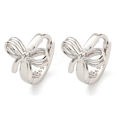 Anti-Tarnish Rhodium Plated 925 Sterling Silver Hoop Earring EJEW-Z046-01P-1