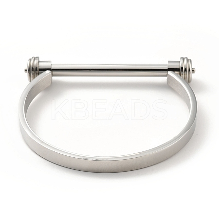 Non-Tarnish 304 Stainless Steel D Shape Bar Screw Bangle BJEW-G636-04B-P-1