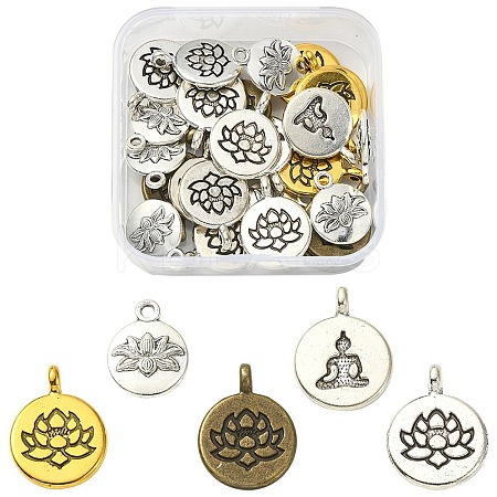 30Pcs 5 Styles Tibetan Style Alloy Pendants FIND-YW0003-34-1