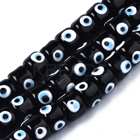 Handmade Evil Eye Lampwork Beads Strands LAMP-WH0006-05A-1