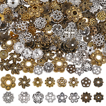 320Pcs 16 Styles Tibetan Style Bead Caps TIBE-SC0002-16-1