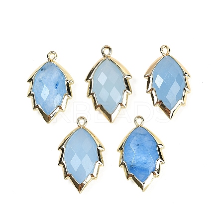 Dyed Natural Jade Faceted Leaf Pendants G-I375-04G-17-1