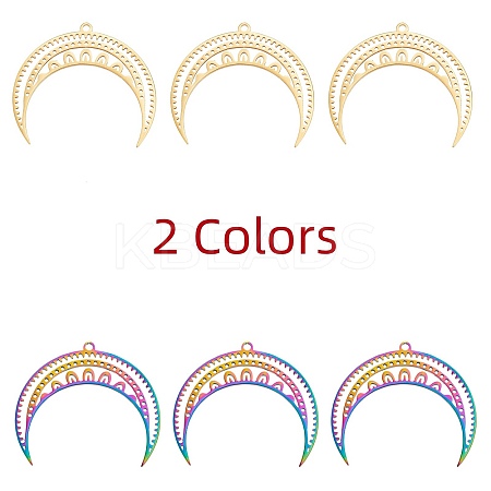 8pcs 2 color Ion Plating(IP) 201 Stainless Steel Pendants STAS-DC0006-19-1