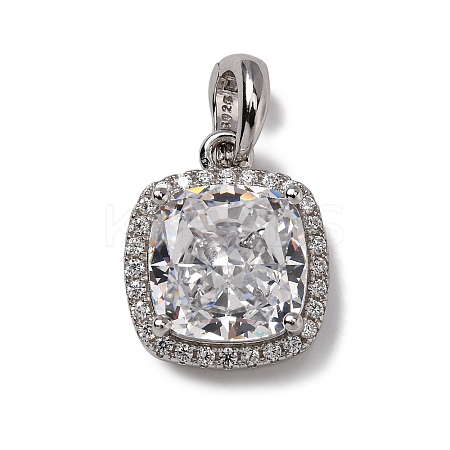 925 Sterling Silver Pave Clear Cubic Zirconia Pendants STER-F063-01A-01-1