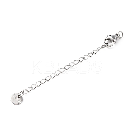 304 Stainless Steel Chain Extender with Flat Round Charms STAS-G383-05P-1