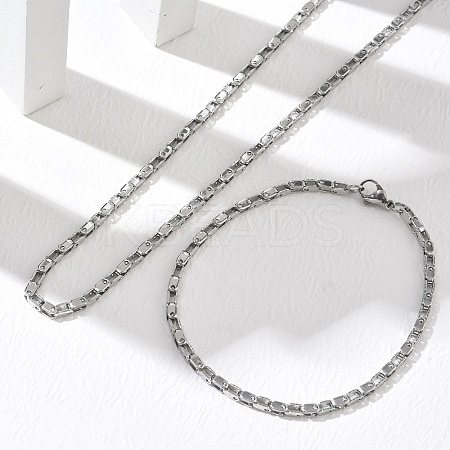 304 Stainless Steel Chain Necklaces & Bracelets Sets SJEW-D091-11P-1