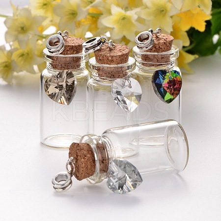 10Pcs 5 Styles Antique Silver Plated Alloy Glass Bottle European Dangle Charms PALLOY-JF00084-S-1
