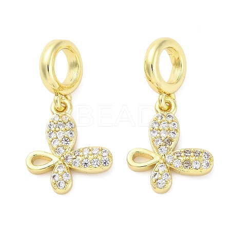 Brass Micro Pave Cubic Zirconia European Dangle Charms KK-D325-21G-01-1